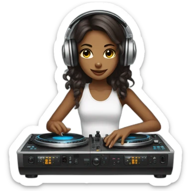 while girl electro dj on turntables sticker
