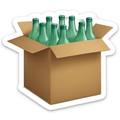 box of empty bottles sticker