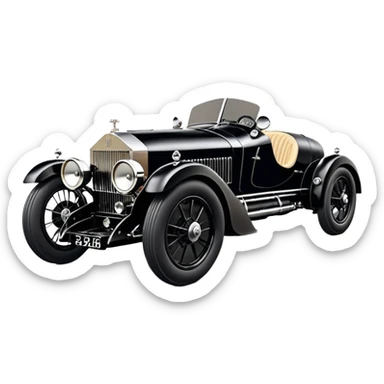  Darth Vader Fenderless extended-wheelbase 1936 luxury racing Rolls Royce lowered powerful 4 cylinder engined racing car featuring advanced rugged 4 wheel independent suspension, power steering, disc brakes, small leather covered steering wheel, side mounted exhaust  sticker