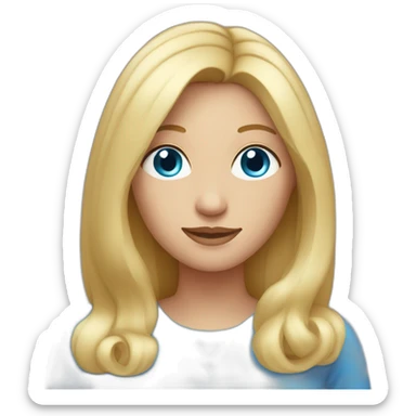 mom with straight blonde hair and blue eyes  sticker
