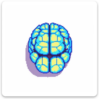 round superhuman brain icon, glowing brain with enhanced intelligence sticker