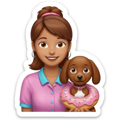 Donut shop w dog and girl  sticker