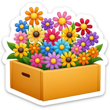 box full of flowers sticker