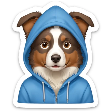 australian sheperd wearing a hoodie sticker