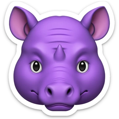 purple rhino face emoji, simple, clear expression sticker