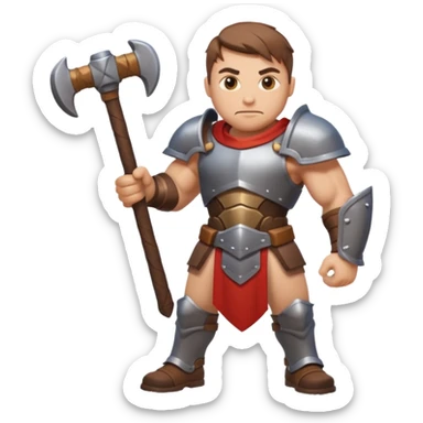 An emoji representing the "ironman challenge" for an Albion Online mmorpg character who crafts everything themselves the hard way, and does not buy or sell items in-game. Think of ironman marathons as a guiding principle. sticker