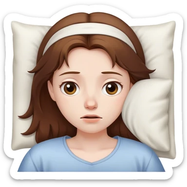 Tired Girl with brown hair waking up out of bed sticker