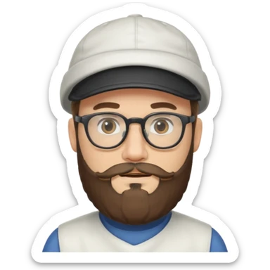 male full beard glasses and cap sticker