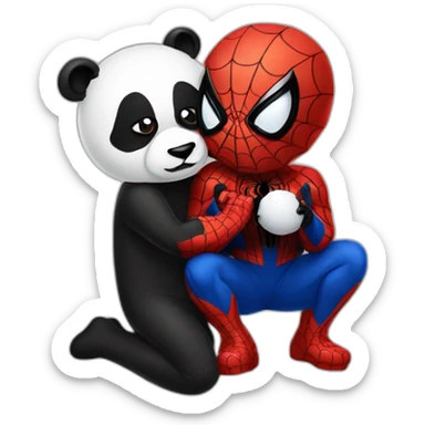 Spiderman kissing panda  sticker