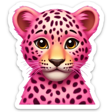 neon pink orange leopard cub happy sticker