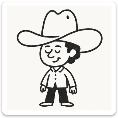 Make the cowboy hat even bigger on John Cena in the style of hand drawn notion doodles, keep the doodle style look. sticker