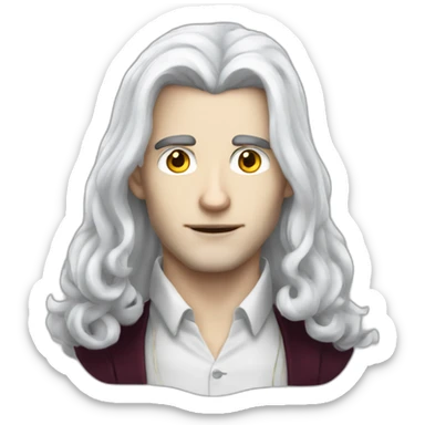 vampire librarian with blue eyes and long white hair handsome male sticker
