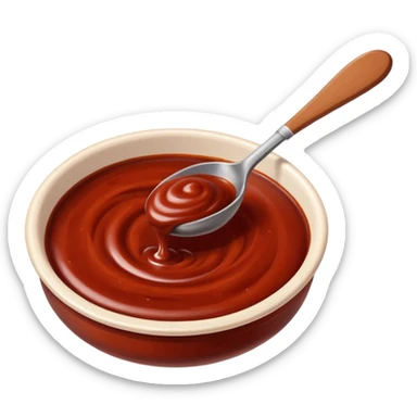 small swirl or spoonful of deep reddish-brown chipotle sauce with rich smoky tone, smooth glossy texture, slightly thick, gentle ripples, dark specks, no bottle, dish, or garnish, soft lighting, subtle shadows, emoji scale sticker