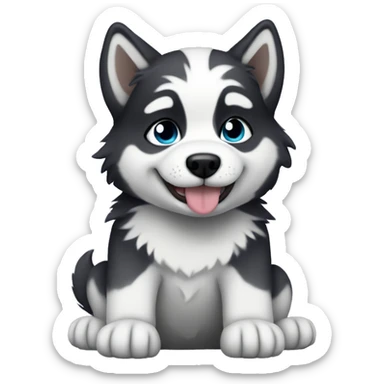 Husky puppy with emo hair sticker