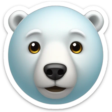 3d sphere with a cartoon Polar Bear skin texture with big calm eyes sticker