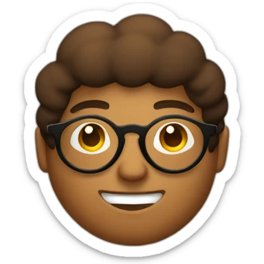 A  man brown Color circle face with circle glasses haïr like afro sticker