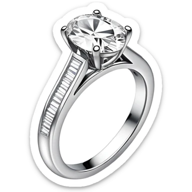 Large Oval Engagement ring diamond channel set band  sticker
