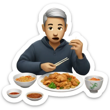 person eating chinese food  sticker