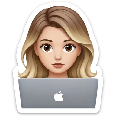  balayage hair white girl with macbook sticker