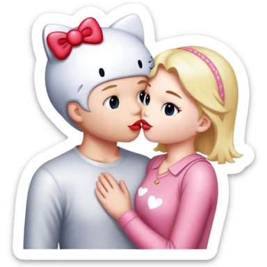 hello kitty kissing her bf sticker