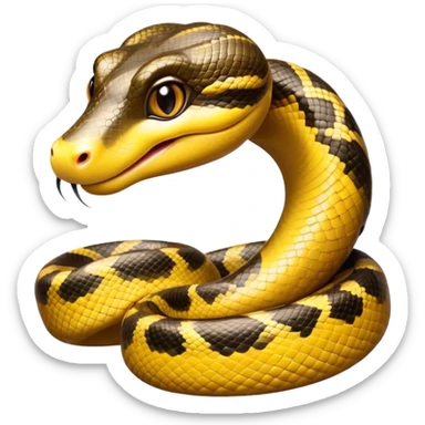 cinematic-cute-anaconda-portrait-emoji,-head-tilted-playfully-and-inquisitively,-with-a-sleek,-shimmering-body-adorned-with-detailed-scale-sriped patterns-and-round,-sparkling-eyes-full-of-wonder,-simplified-yet-irresistibly-adorable-features sticker