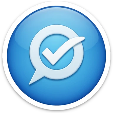 Un circulo celeste con una palomita blanca dentro un check sticker