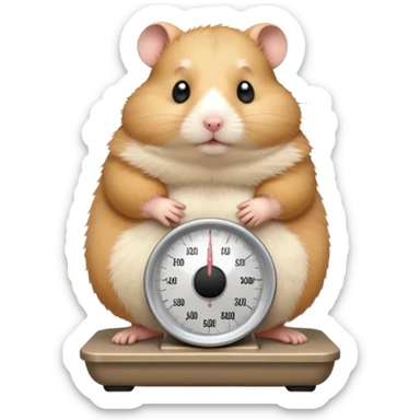 fat hamster big belly stepping on a broken scale looking guilty sticker