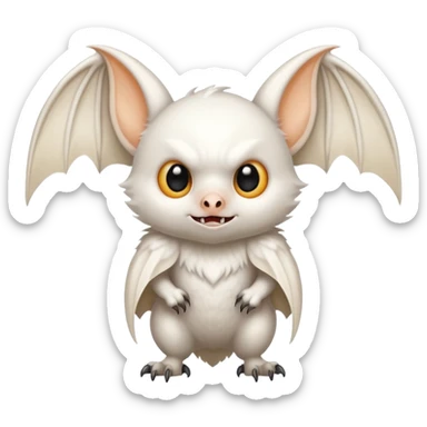 White bat with large pointed wings sticker