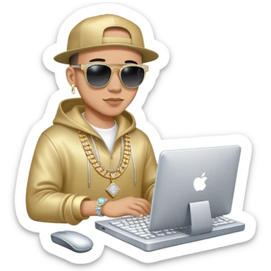 hip hop programmer with bling, sunglasses and computer sticker