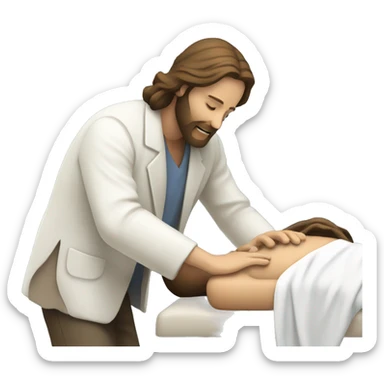 Jesus performing chiropractic adjustment  sticker