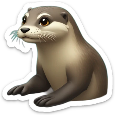Une loutre sur une tortu sticker