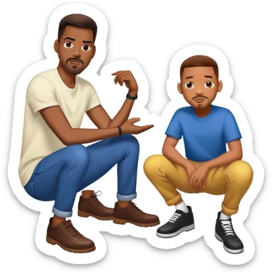 chris rock on his knees in front of will smith  sticker