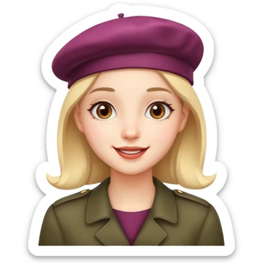 girl with a beret, cheerful expression sticker