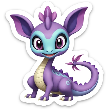 Meloetta-Goodra-Spyro-Toothless-Stitch-Pokémon-Fakémon-creature-hybrid sticker