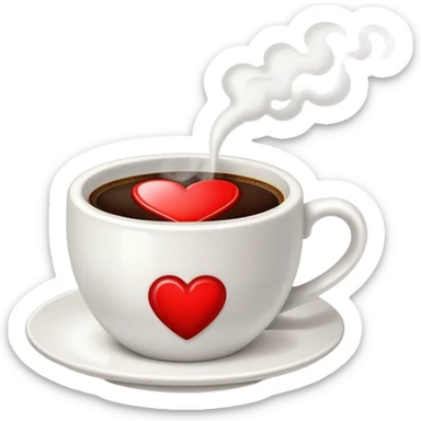 Cup of coffee with red heart  sticker
