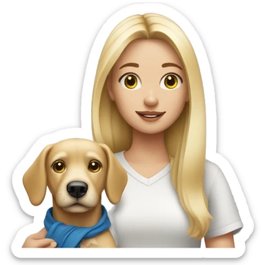 blonde girl with a dog sticker