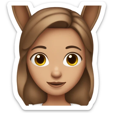 brown hair girl with bunny ears sticker