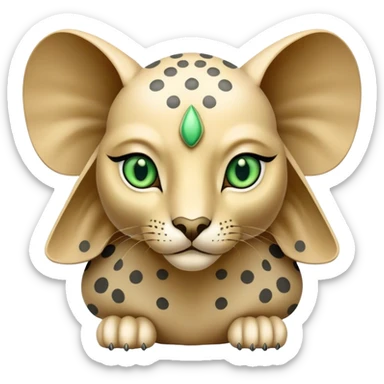 beige sphinx with gray spots on the body, with green eyes sticker