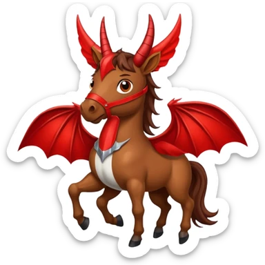 horse with horns and red bat wings sticker