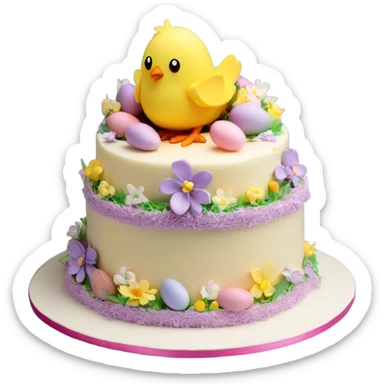 beautifully decorated 2 tier Easter chick cake sticker