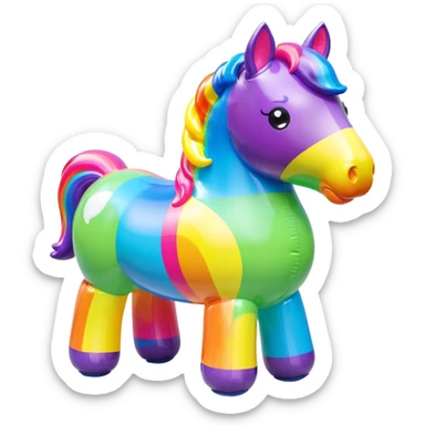  Lisa Frank style inflatable vinyli chubby horse toy figurine  sticker