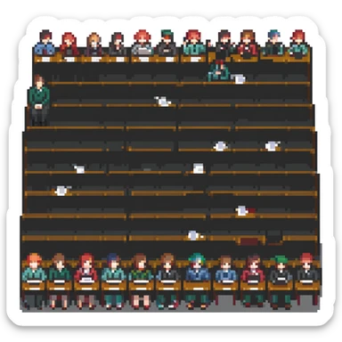 student audience listening to a lecture sticker