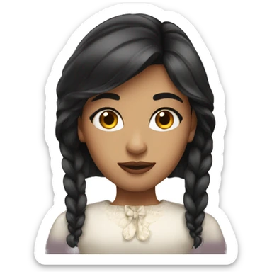 a haughty girl with dark hair, long eyelashes and full lips sticker