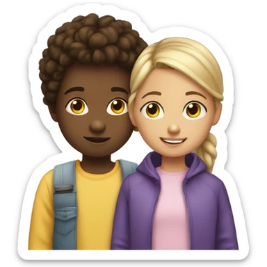 girl with her little brother  sticker