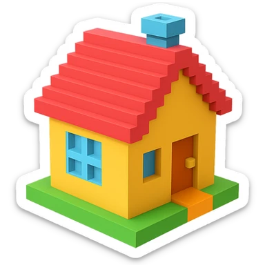 A voxel-style house. sticker