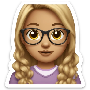 girl with brown hair blonde highlights and cat eye glasses with baby girl sticker