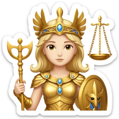athena goddess, with scales of justice sticker
