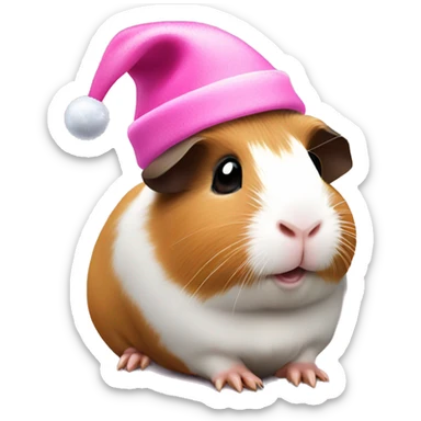 a guinea pig wearing a pink Christmas hat￼  sticker
