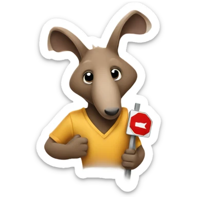 Aardvark with a stop sign sticker