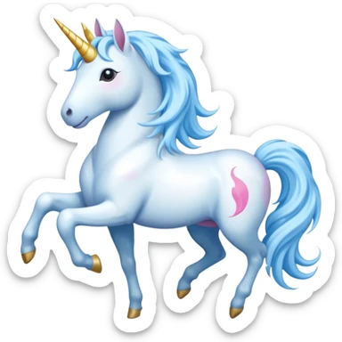 Full boda unicorn happy with hair skyblue sticker